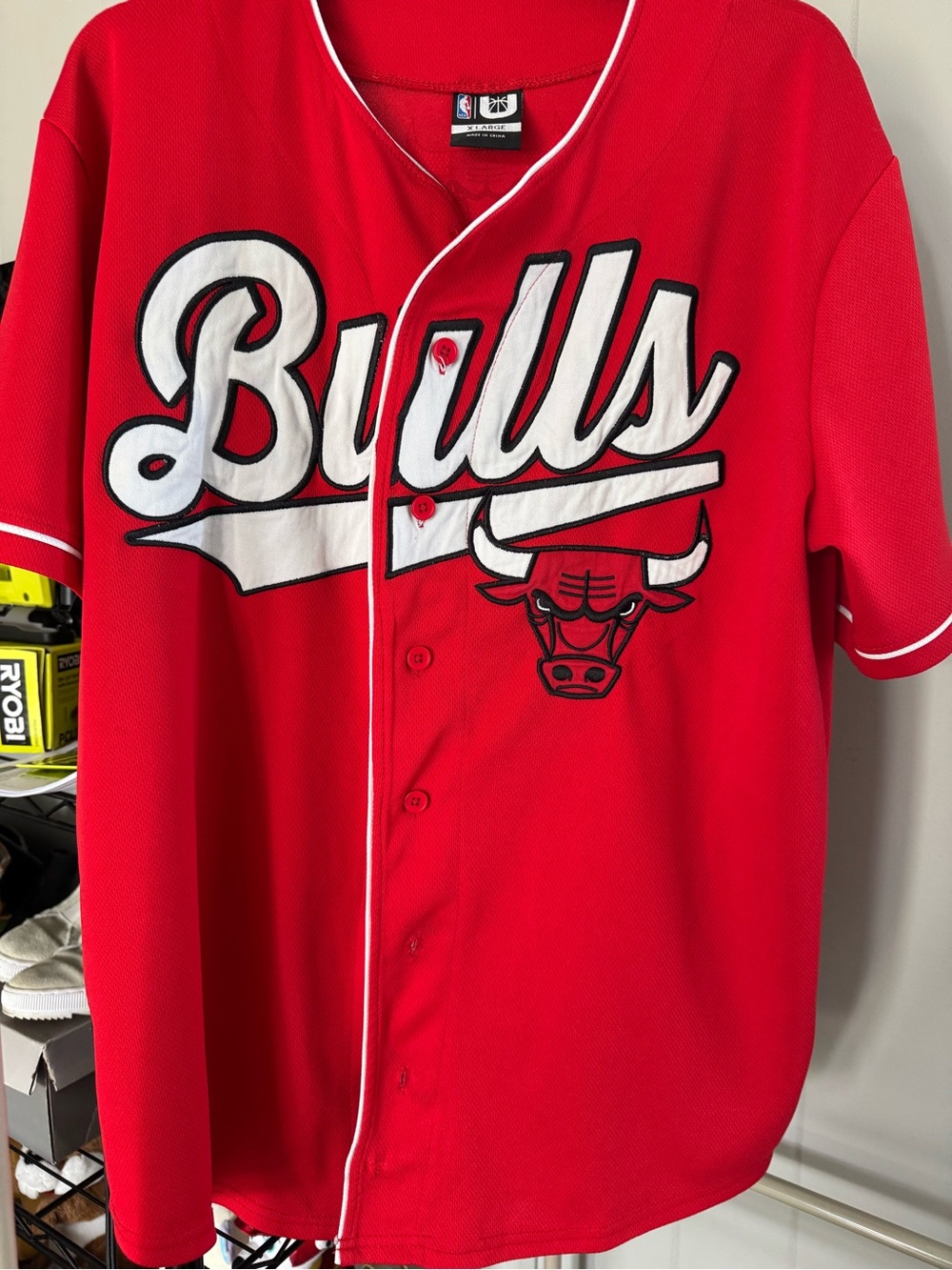 NBA Chicago Bulls Red Kids Jersey-Style Top with White Logo